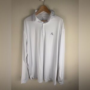 Rhoback Men's Long Sleeve White Performance Polo XXXL Golf Walking Casual Soft